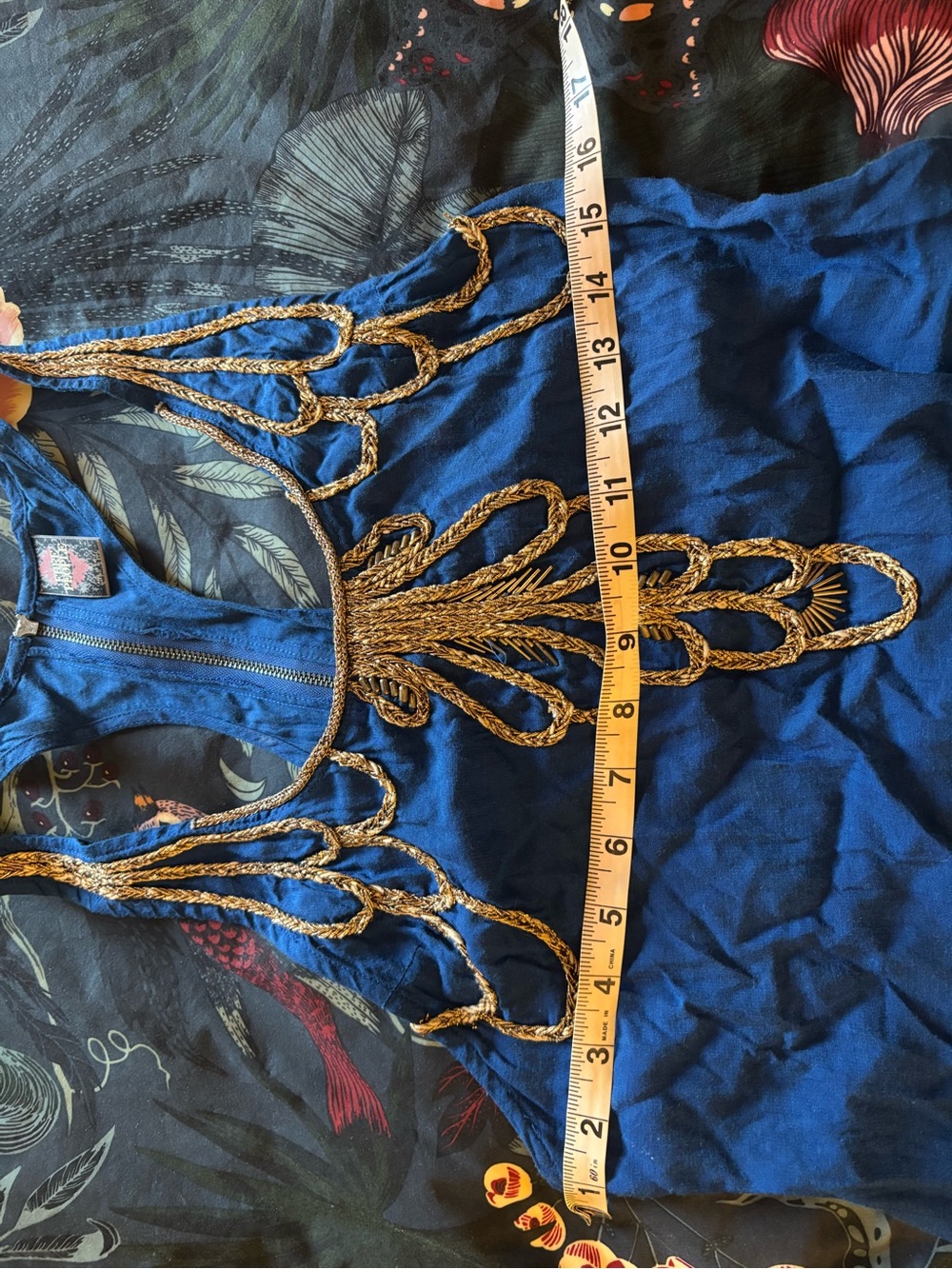 Free People Blue and Gold Beaded Top - Picture 5 of 6